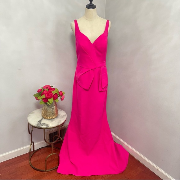 # Basix Black Label Fuchsia Side Hip Peplum Gown New With Tag - Picture 4 of 16